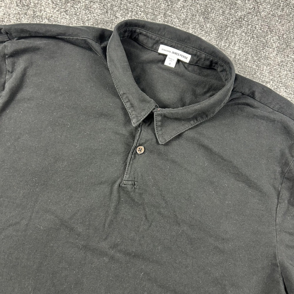 James Perse Polo Shirt Mens 4 Black Supima Cotton Short Sleeve Standard USA Made
